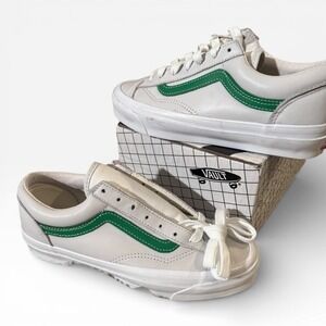 Vans Vault OG Style 36LX Leather Green Stripe White Shoe Size 6M 7.5W New in box